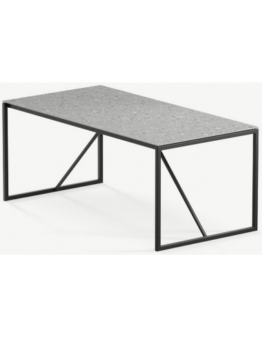 Billede af Hugo ultrathin havebord i stål og keramik 260 x 90 cm - Sort/Granitgrå