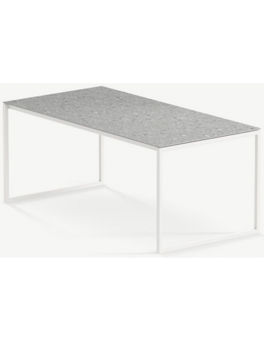 Billede af Hugo ultrathin havebord i stål og keramik 180 x 90 cm - Månehvid/Granitgrå