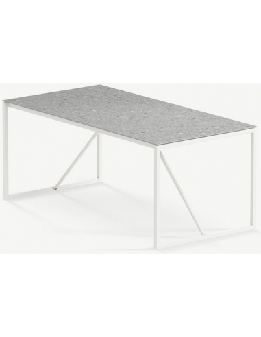 Hugo ultrathin havebord i stål og keramik 260 x 90 cm - Månehvid/Granitgrå