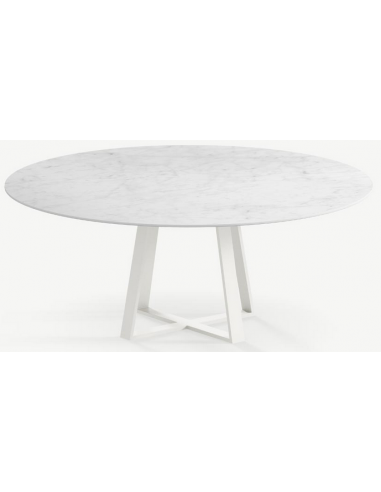 Se Basiel rundt havebord i stål og keramik Ø150 cm - Månehvid/Carrara marmor hos Lepong.dk
