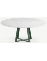 Basiel rundt havebord i stål og keramik Ø120 cm - Skovgrøn/Carrara marmor