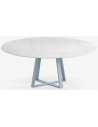 Basiel rundt havebord i stål og keramik Ø120 cm - Gråblå/Carrara marmor