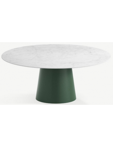 Billede af Elza rundt havebord i stål og keramik Ø120 cm - Skovgrøn/Carrara marmor