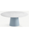 Elza rundt havebord i stål og keramik Ø120 cm - Gråblå/Carrara marmor