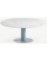 Tiele rundt havebord i stål og keramik Ø120 cm - Gråblå/Carrara marmor