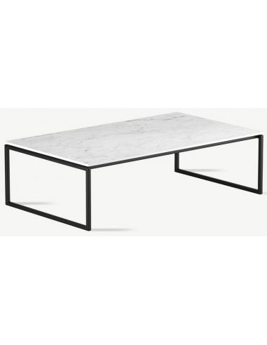 Se Bente sofabord i stål og keramik 120 x 70 cm - Sort/Carrara hvid hos Lepong.dk