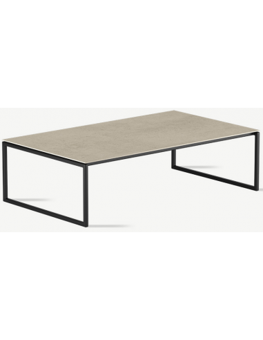Se Bente sofabord i stål og keramik 120 x 70 cm - Sort/Sandsten hos Lepong.dk