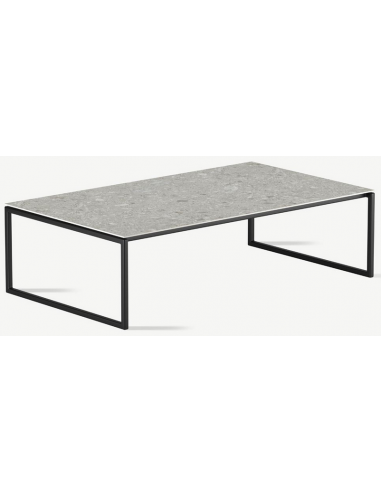Se Bente sofabord i stål og keramik 120 x 70 cm - Sort/Granitgrå hos Lepong.dk