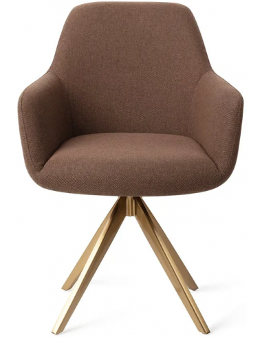 Hiroo rotérbar spisebordsstol H84 cm polyester - Guld/Brun