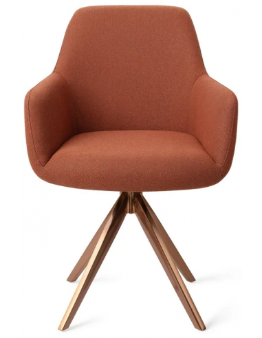 Se Hiroo rotérbar spisebordsstol H84 cm polyester - Rødguld/Terracotta hos Lepong.dk