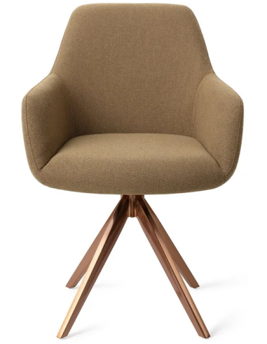 Hiroo rotérbar spisebordsstol H84 cm polyester - Rødguld/Taupe