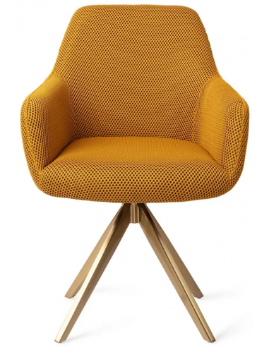 Billede af Hiroo rotérbar spisebordsstol H84 cm polyester - Guld/Groovy gul