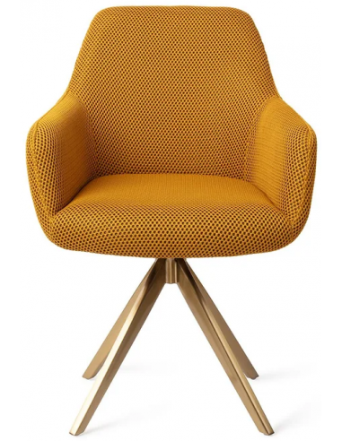 Se Hiroo rotérbar spisebordsstol H84 cm polyester - Guld/Groovy gul hos Lepong.dk