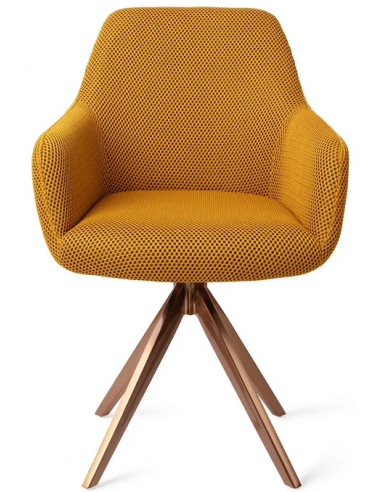 Billede af Hiroo rotérbar spisebordsstol H84 cm polyester - Rødguld/Groovy gul