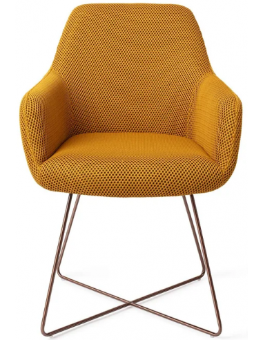 Se Hiroo spisebordsstol H84 cm polyester - Rødguld/Groovy gul hos Lepong.dk