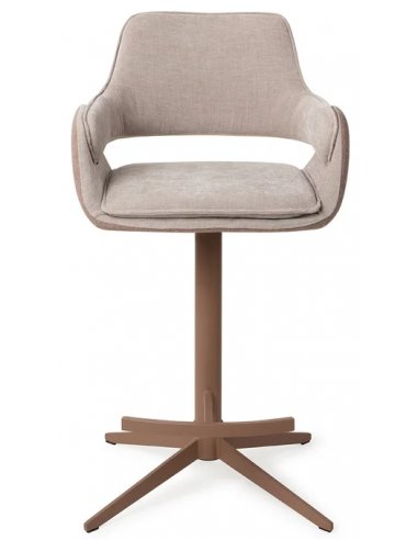 Se Oketo rotérbar barstol i polyester H97 cm - Mat gråbrun/2-tonet Taupe hos Lepong.dk