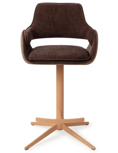 Se Oketo rotérbar barstol i polyester H97 cm - Mat lysebrun/2-tonet valnød hos Lepong.dk