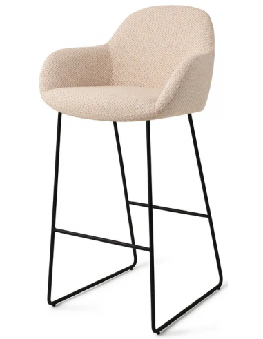 Se Kushi barstol i polyester H100 cm - Sort/Meleret creme hos Lepong.dk