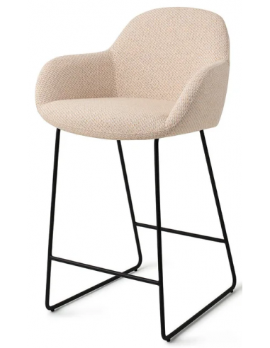 Se Kushi barstol i polyester H90 cm - Sort/Meleret creme hos Lepong.dk