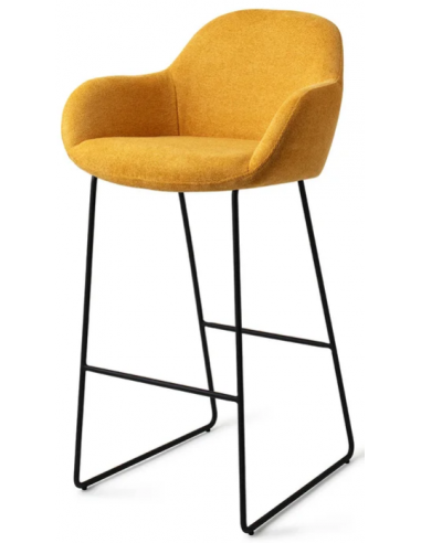 Se Kushi barstol i polyester H100 cm - Sort/Gul hos Lepong.dk