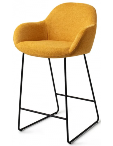 Se Kushi barstol i polyester H90 cm - Sort/Gul hos Lepong.dk