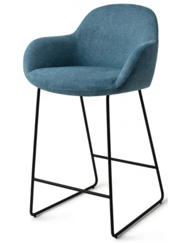 Billede af Kushi barstol i polyester H90 cm - Sort/Havblå