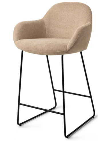 Billede af Kushi barstol i polyester H90 cm - Sort/Lys beige