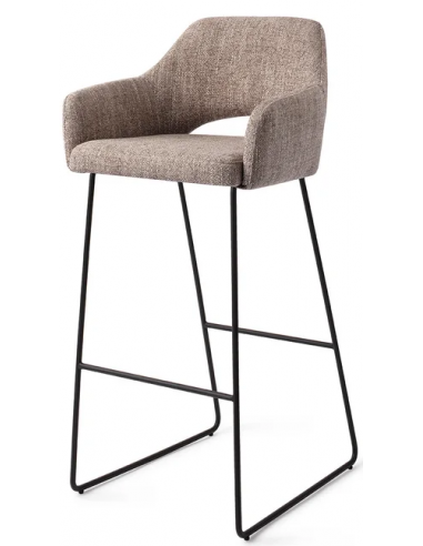Se Yanai barstol i polyester H100 cm - Sort/Greige hos Lepong.dk