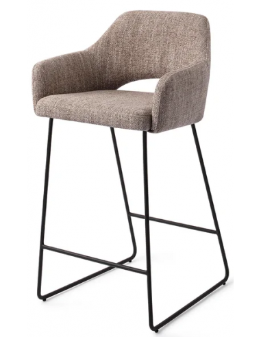 Se Yanai barstol i polyester H89 cm - Sort/Greige hos Lepong.dk