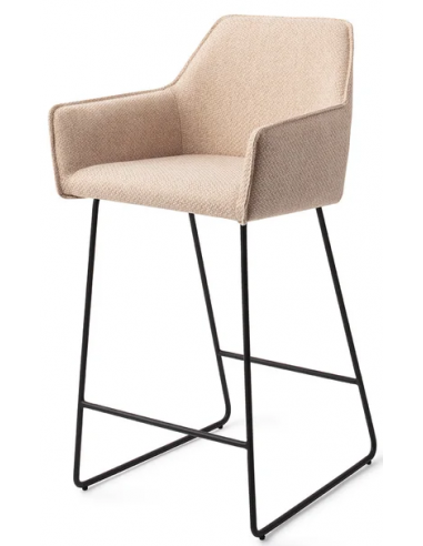 Se Hofu barstol i polyester H90 cm - Sort/Lys beige hos Lepong.dk