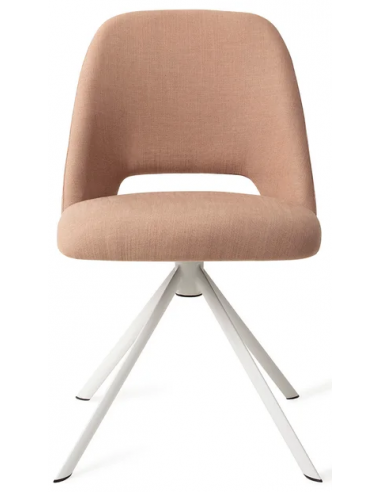 Se Sasue rotérbar spisebordsstol i tekstil H84,5 cm - Hvid/Beige hos Lepong.dk
