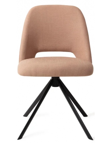 Se Sasue rotérbar spisebordsstol i tekstil H84,5 cm - Sort/Beige hos Lepong.dk