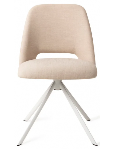 Se Sasue rotérbar spisebordsstol i tekstil H84,5 cm - Hvid/Ecru hos Lepong.dk