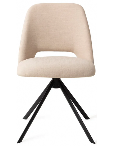 Se Sasue rotérbar spisebordsstol i tekstil H84,5 cm - Sort/Ecru hos Lepong.dk