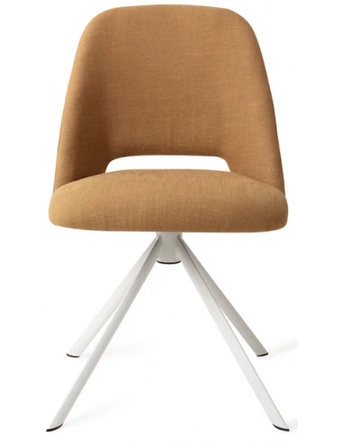 Billede af Sasue rotérbar spisebordsstol i tekstil H84,5 cm - Hvid/Okker