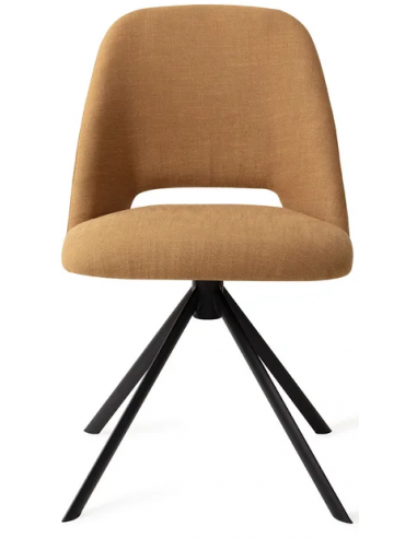 Billede af Sasue rotérbar spisebordsstol i tekstil H84,5 cm - Sort/Okker