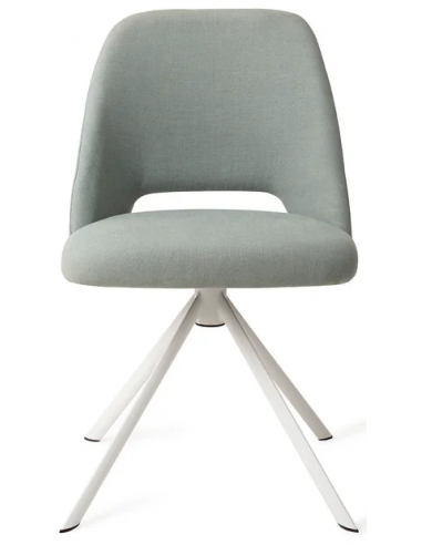 Se Sasue rotérbar spisebordsstol i tekstil H84,5 cm - Hvid/Azur hos Lepong.dk