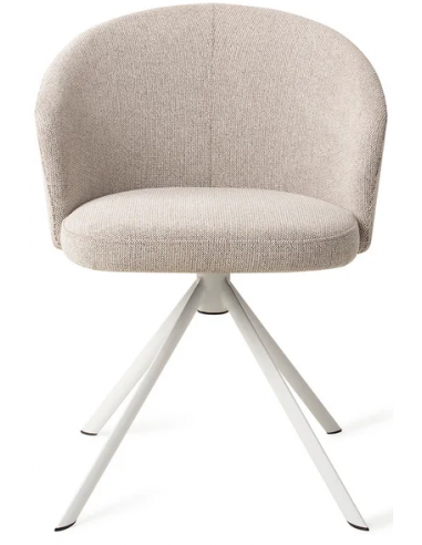 Se Niimi rotérbar spisebordsstol i polyester H82 cm - Hvid/Ecru hos Lepong.dk