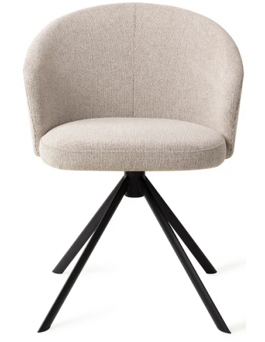 Se Niimi rotérbar spisebordsstol i polyester H82 cm - Sort/Ecru hos Lepong.dk
