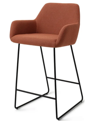 Se Hiroo barstol i polyester H92 cm - Sort/Terracotta hos Lepong.dk