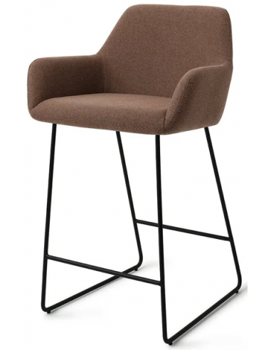 Se Hiroo barstol i polyester H92 cm - Sort/Brun hos Lepong.dk