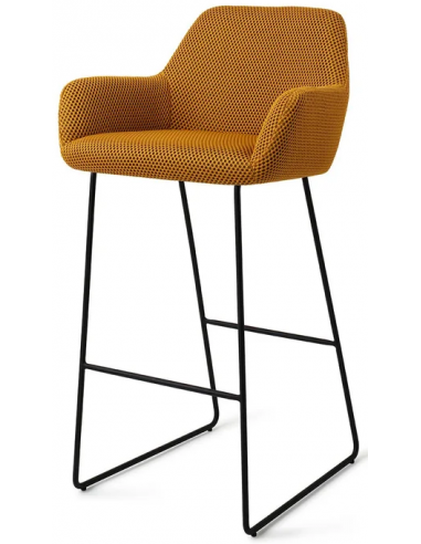 Se Hiroo barstol i polyester H102 cm - Sort/Groovy gul hos Lepong.dk