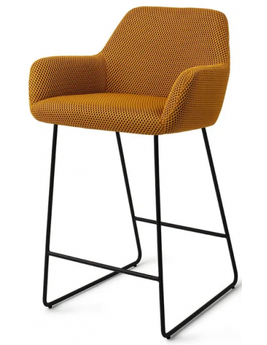 Se Hiroo barstol i polyester H92 cm - Sort/Groovy gul hos Lepong.dk