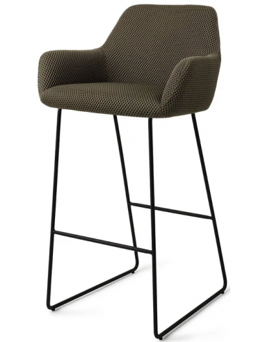 Hiroo barstol i polyester H102 cm - Sort/Mørk junglegrøn