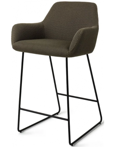 Billede af Hiroo barstol i polyester H92 cm - Sort/Mørk junglegrøn