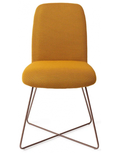 Se Taiwa spisebordsstol H85 cm polyester - Rødguld/Groovy gul hos Lepong.dk