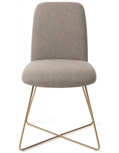 Se Taiwa spisebordsstol H85 cm polyester - Guld/Tågegrå hos Lepong.dk