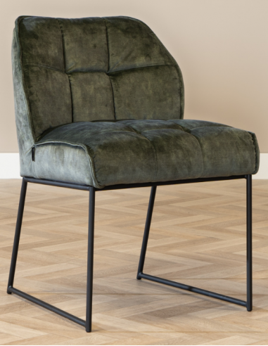 Se Janna spisebordsstol i metal og velour H81 cm - Sort/Grøn hos Lepong.dk