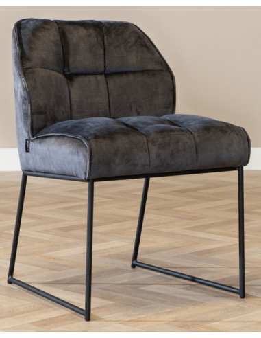 Se Janna spisebordsstol i metal og velour H81 cm - Sort/Antracit hos Lepong.dk