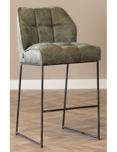 Se Abel barstol i metal og microfiber H109 cm - Antik sort/Vintage olivengrøn hos Lepong.dk